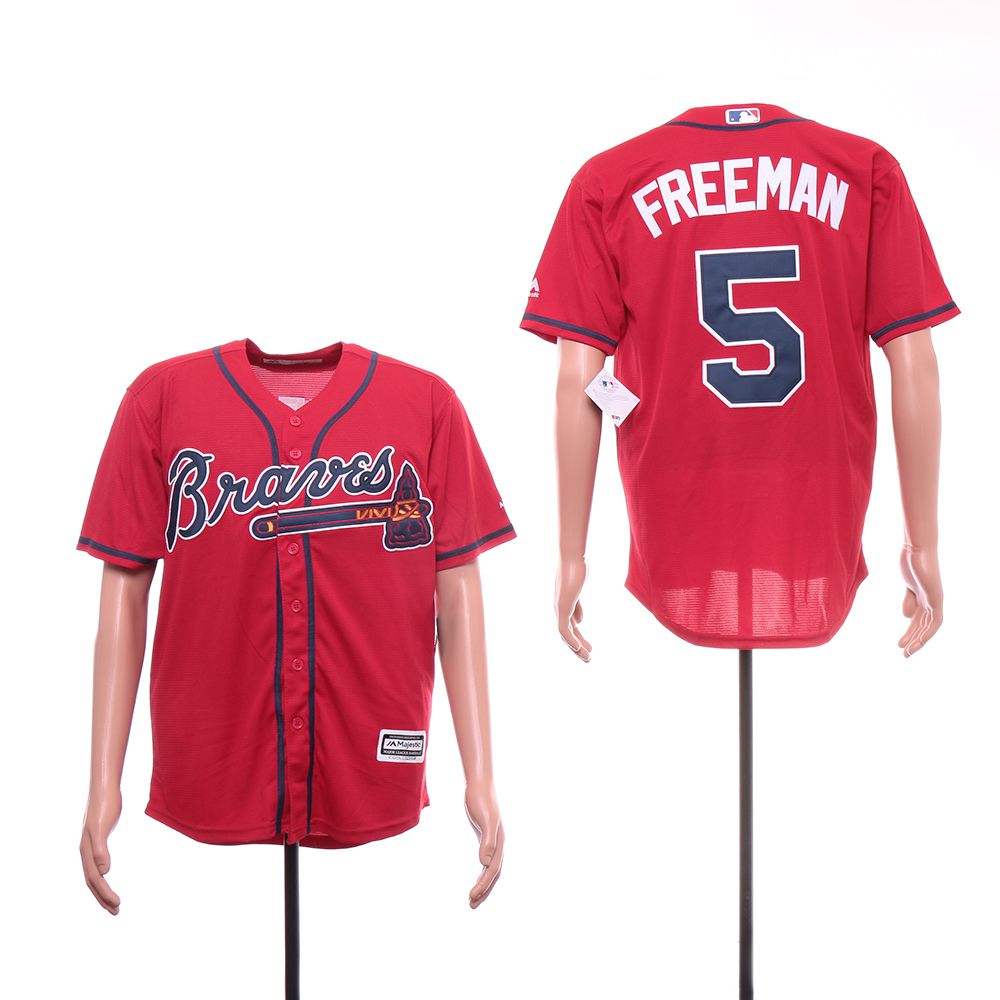 Men Atlanta Braves #5 Freeman Red Game MLB Jerseys